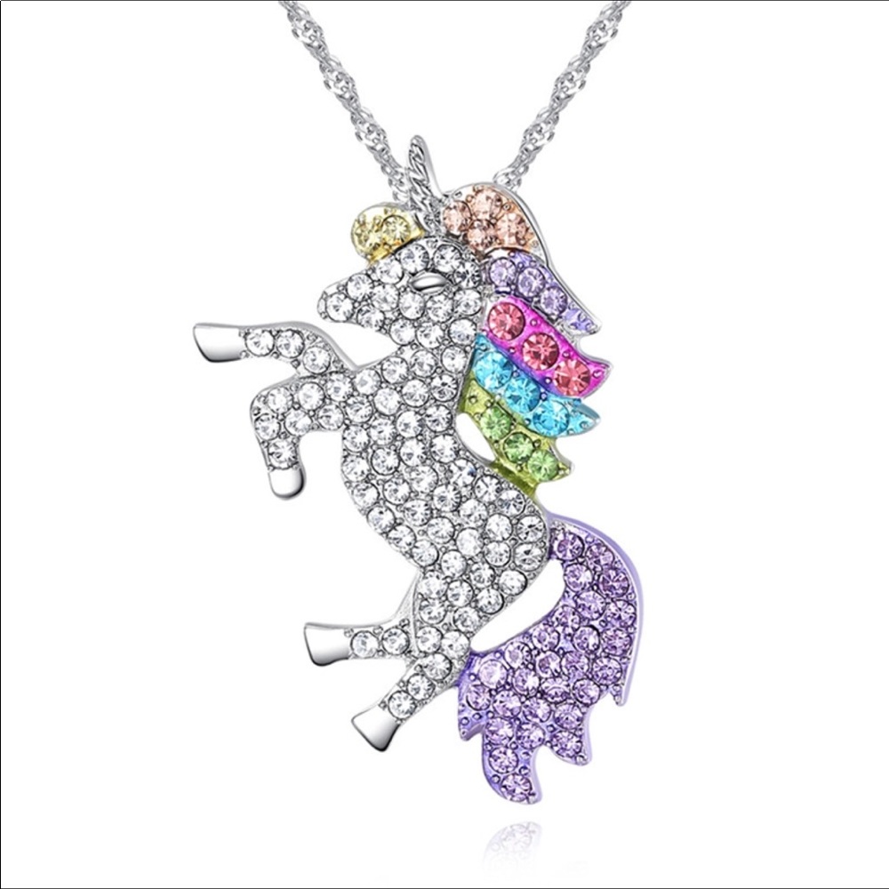 Swarovski Unicorn Plated Necklace New With Tags